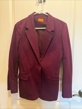 Women's Burgundy Single-Button Blazer